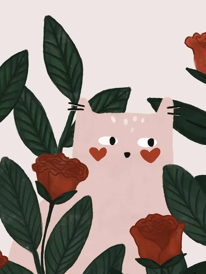 Arte de Gato Amoroso 8x10 por atacado de Mimi & August