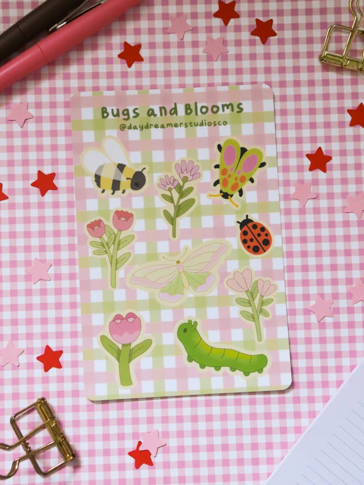 Bugs and Blooms | Matte Vinyl Sticker Sheet for wholesale by Day Dreamer Studios