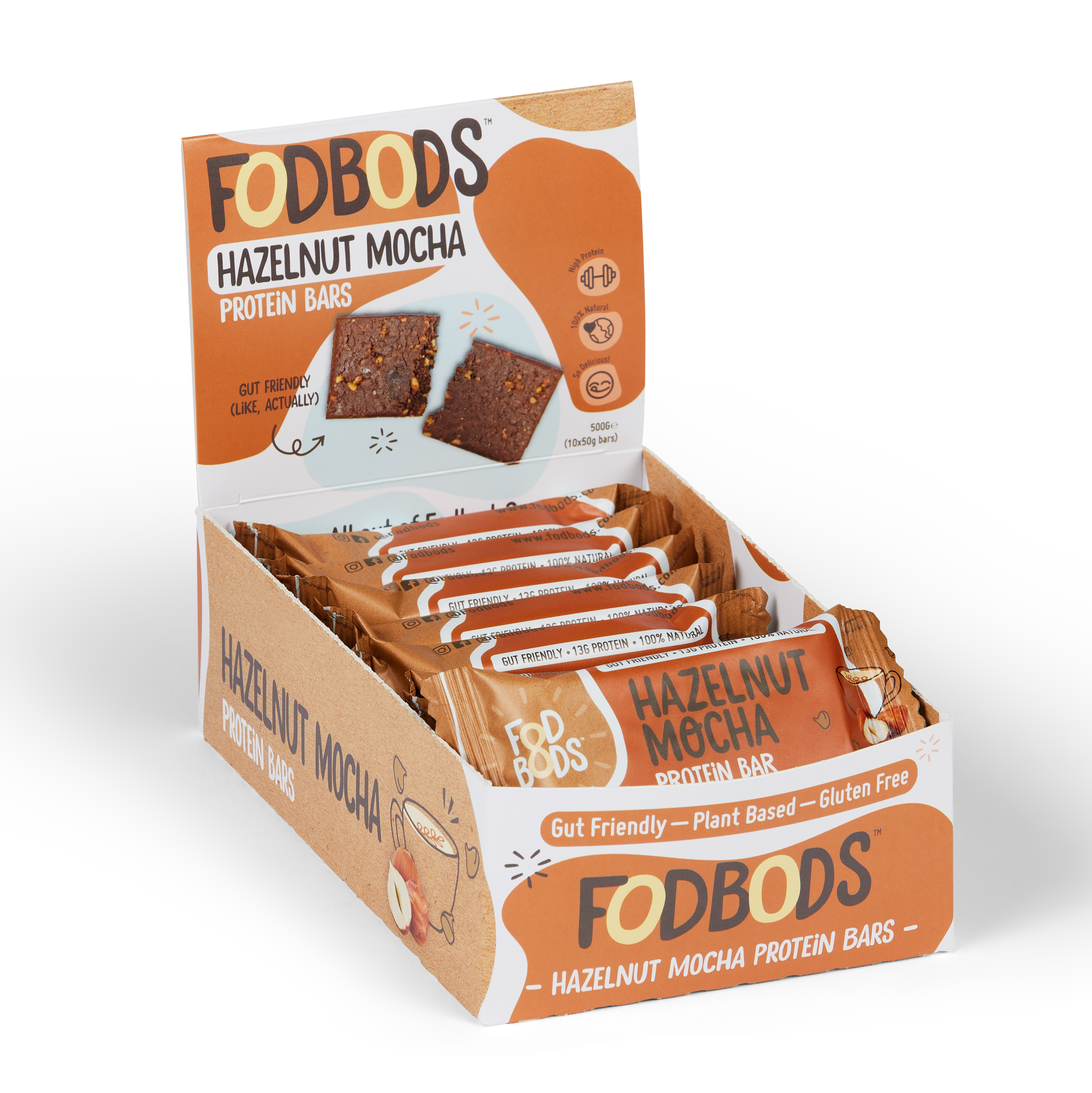 Fodbods - Wholesale Snack bar - Fodbods – Hazelnut Mocha Protein Bars – 12x 50g2