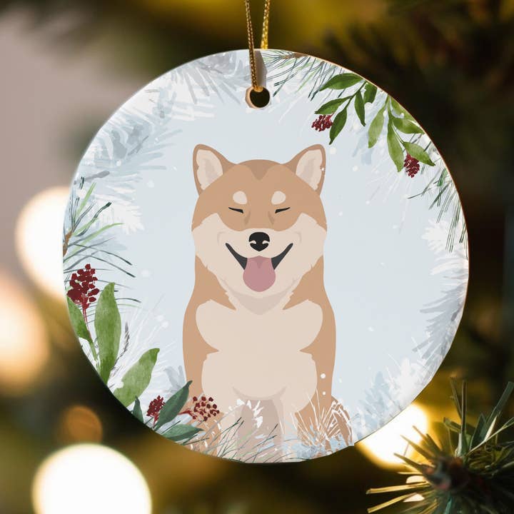 Decorazioni natalizie con cani Shiba Inu per la vendita all'ingrosso da parte di Canine Companions