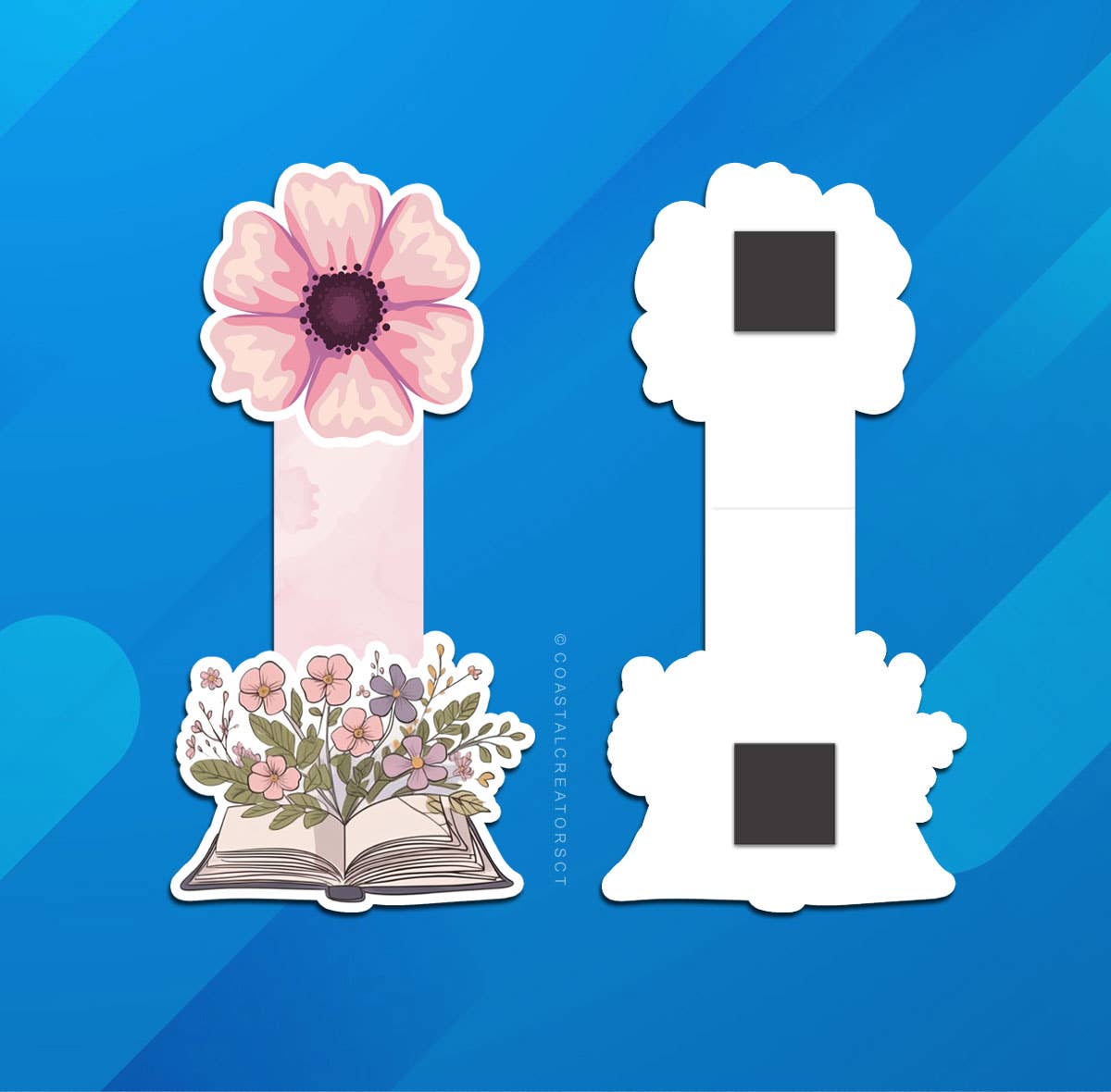 Coastal Creators of Connecticut - Wholesale Bookmark - Open Book with Pink Flowers Magnetic Bookmark (Packaged)2