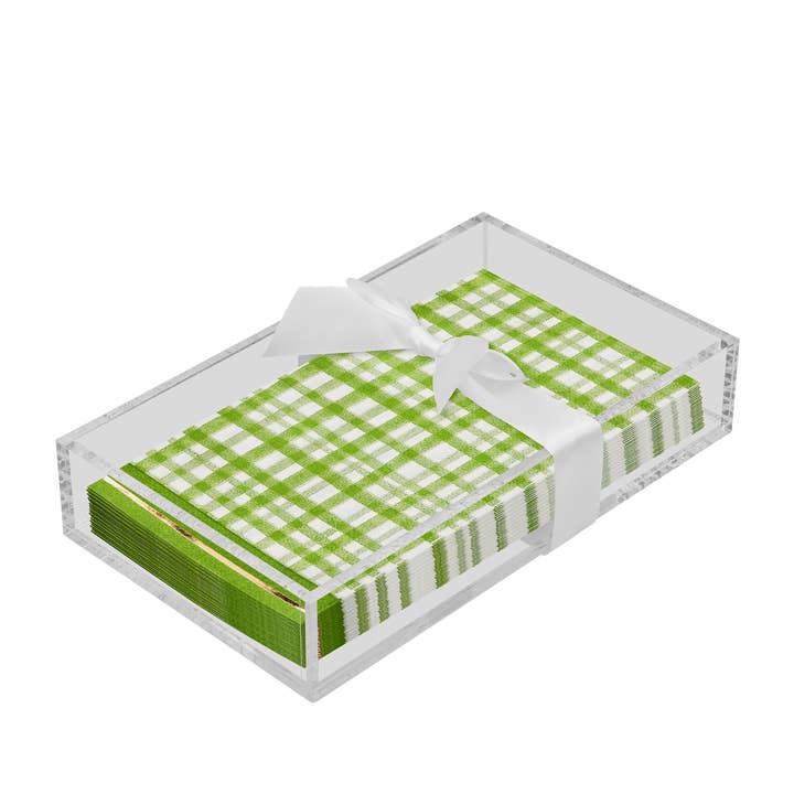Sophistiplate - Wholesale Napkin Holder - Acrylic Napkin Tray, clear with Guest Towel - Lemon & Stem