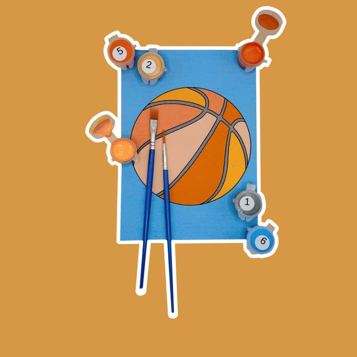 Basketball - Kit Mini Peinture par Numéros (5x7) pour la vente par Colorful Creators