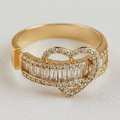 Herzförmiger verstellbarer Edelsteinring für den Großhandel von Ellemadera