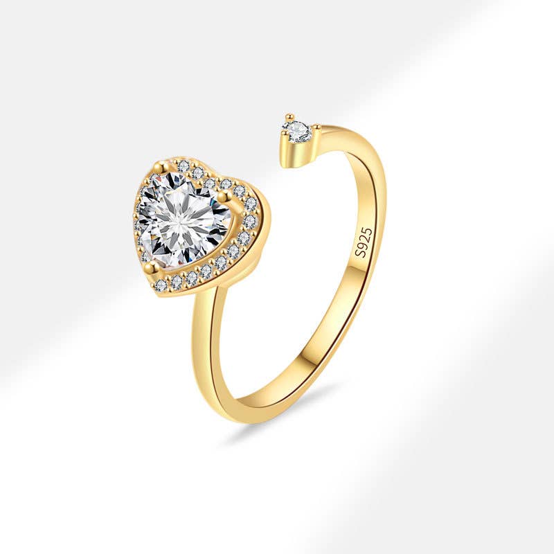 Perimade & Co. LLC – Anel multi-pedra por atacado – Anel Heart Anxiety Fidget Spinner em Prata de Lei 9250