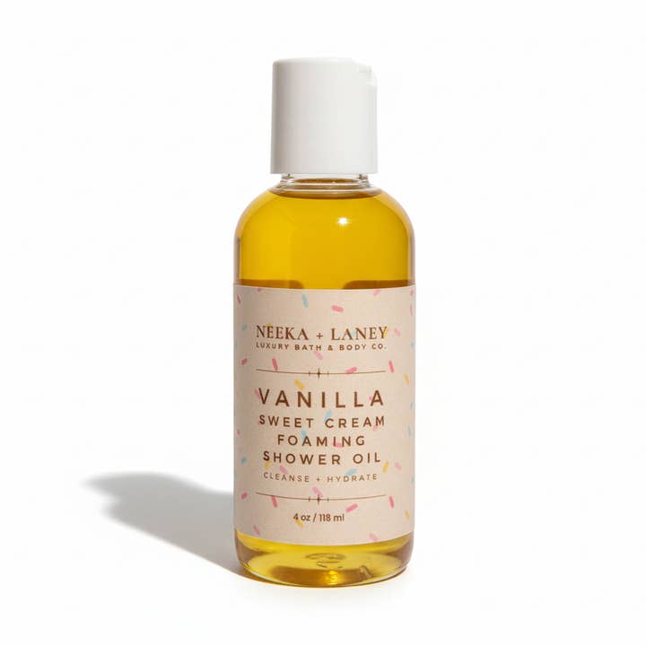 NEEKA + LANEY FOAMING SHOWER OIL - VANILLA SWEET CREAM 4oz for wholesale by NEEKA + LANEY