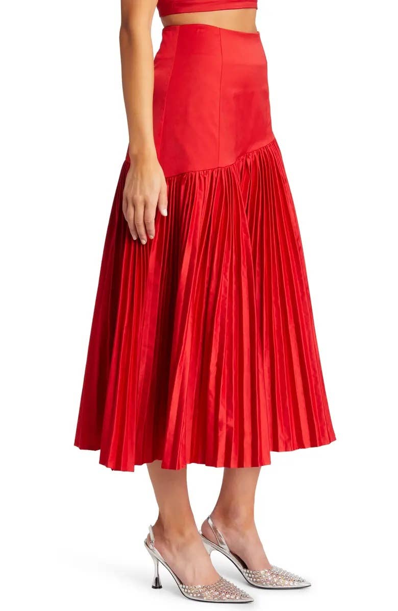 Rouge Jupe plissée asymétrique Tomas en vente sur Faire1