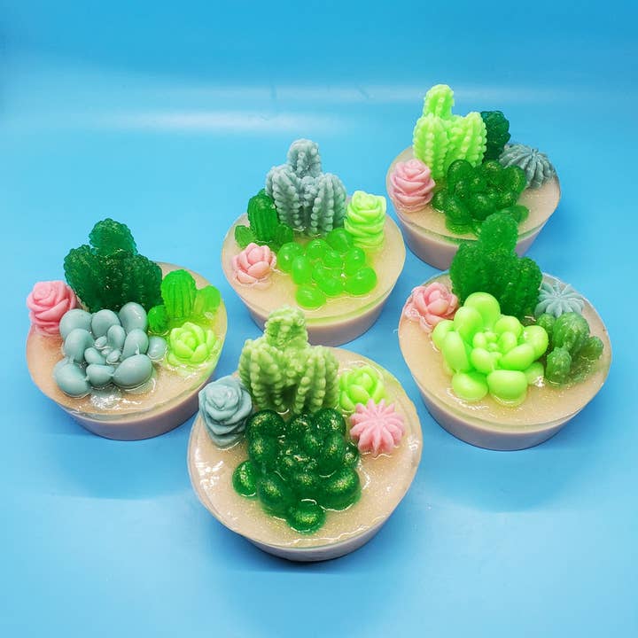 "Succulent Garden" Handcrafted Cupcake Soap for wholesale by Allini Handcrafted Soap