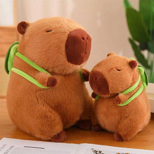 Showcase - Wholesale Stuffed/Plush Toy - Kids & Baby - Capybara 9" Kawaii Plush w/ Turtle Backpack Squishy Pillow Toy