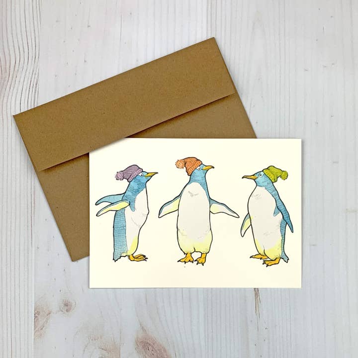 Penguin Friends 5x7" Notecard for wholesale by Sarah Draws Things