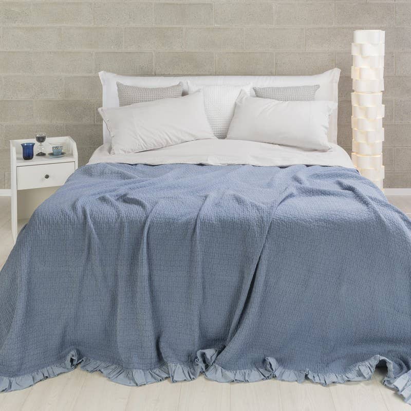 UNOCASADESIGN - Wholesale Deken - Vigo Stonewashed katoenen sprei met ruches29