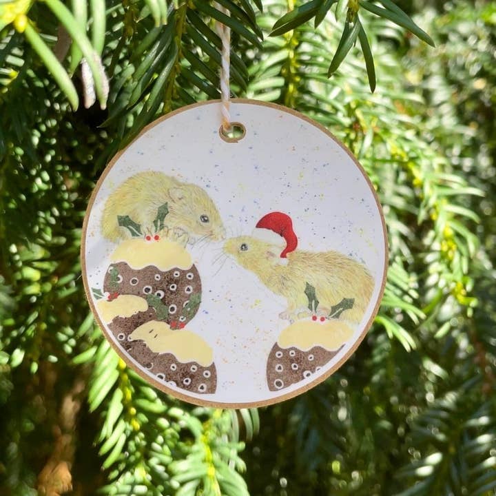 Mice Wooden Christmas Tree Decoration Eco-Friendly FSC for wholesale by Jen Winnett Eco Artist