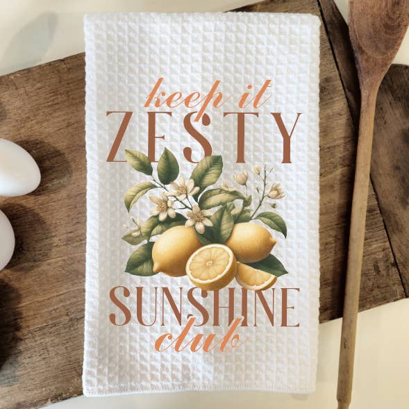 Torchon à vaisselle en tissu gaufré Citrons pour la vente par Prairie Chicken Sticker Shop & Gifts