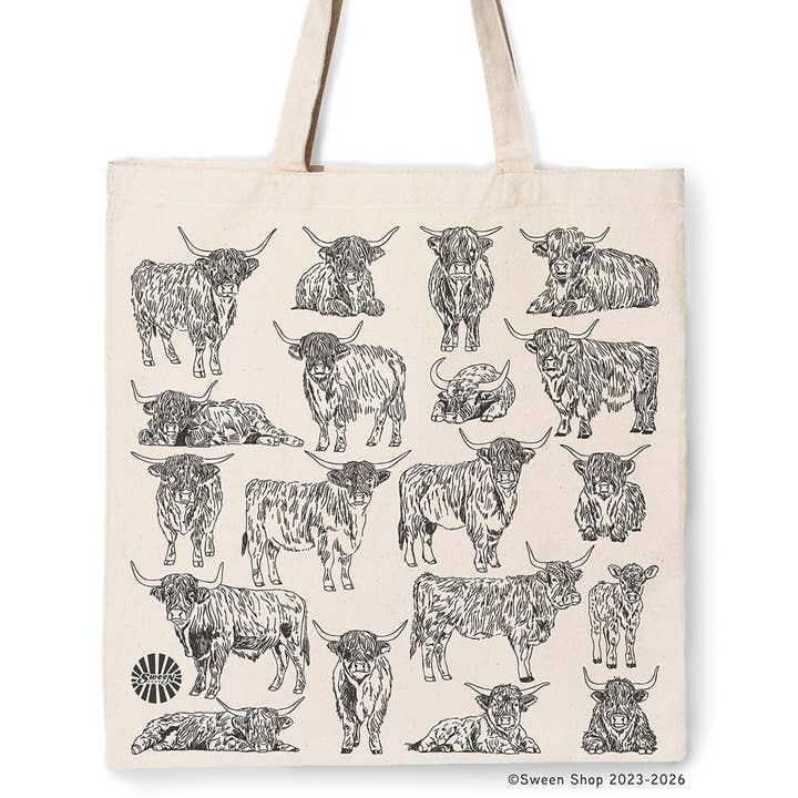 Highland Cow Tote Bag Cowgirl, Cottage Core, Farm Aesthetic for wholesale by Sween Shop