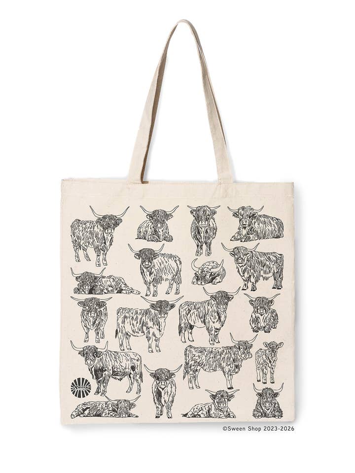 Highland Cow Tote Bag Cowgirl, Cottage Core, Farm Aesthetic for wholesale by Sween Shop