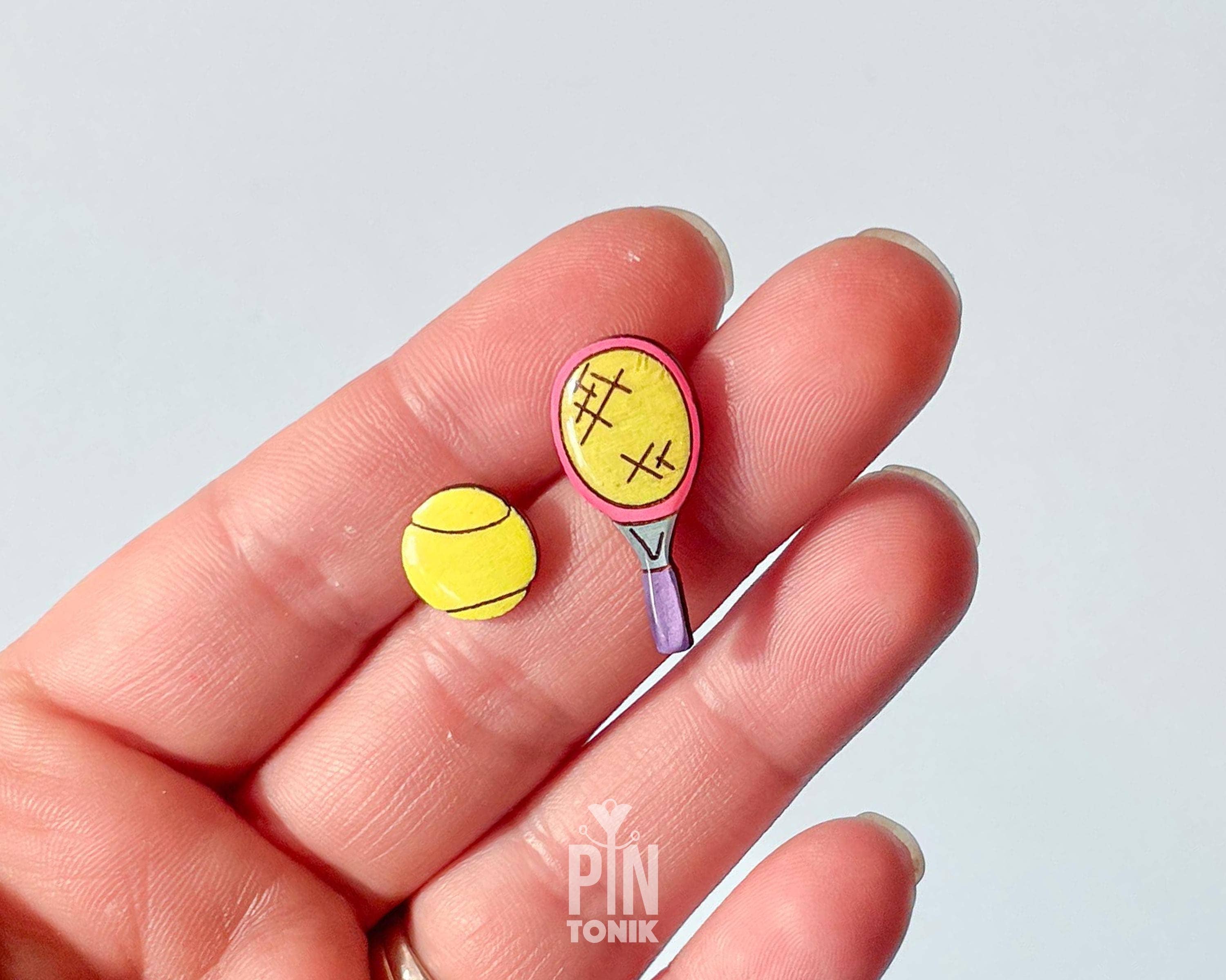 PinTonik - Wholesale Lapel Pin/Button - Tennis Lapel Pins - Neon Racket & Ball Pin Set7