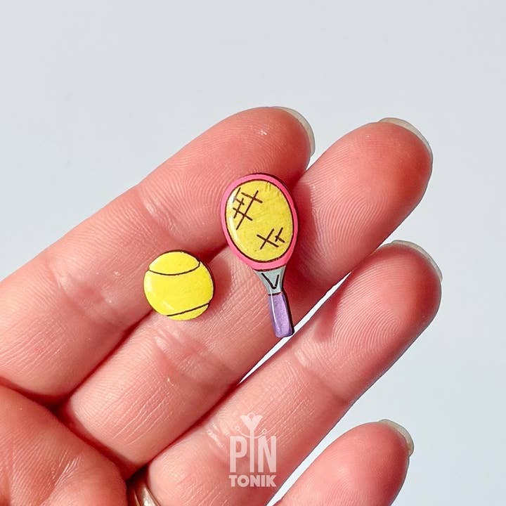 PinTonik - Wholesale Lapel Pin/Button - Tennis Lapel Pins - Neon Racket & Ball Pin Set7