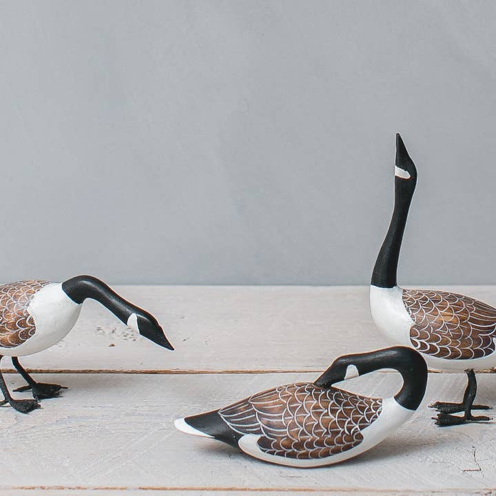 Aviologie - Wholesale Decorative Figurine - Mini Canada Goose - Set/3 - 4"H -Wooden Ornament