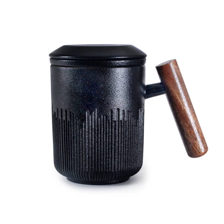 Tasse avec infuseur et couvercle, poignée confortable, 10 fl.oz. pour la vente par Melange Marche
