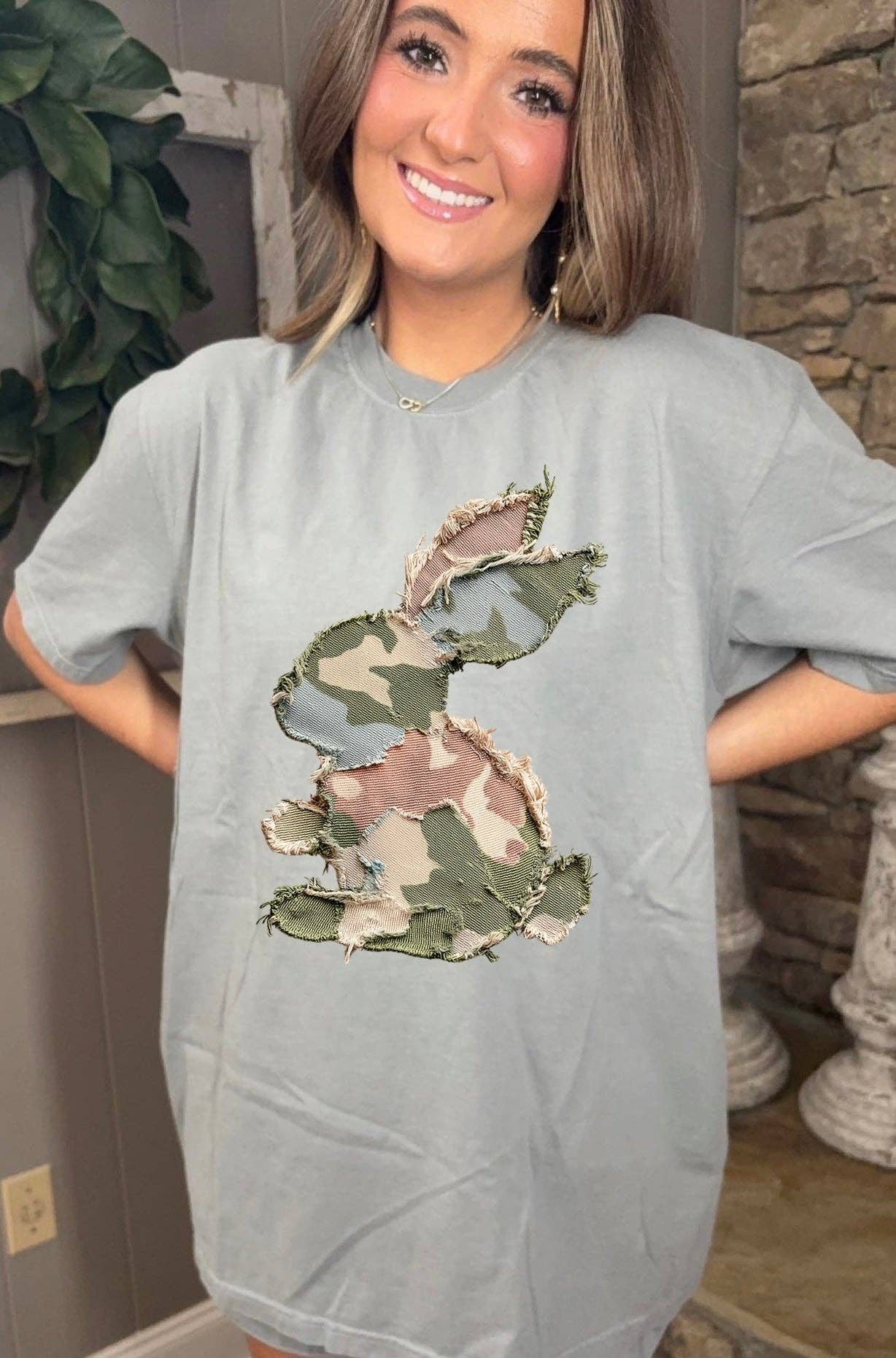 Ace of Grace - Wholesale T-Shirt (Graphic) - Women's - Faux Patchwork Camo Bunny Tee1