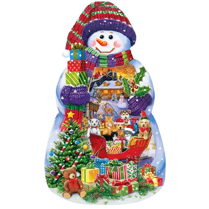 Masterpieces Puzzles - Wholesale Puzzle - Adult - Contours - Snowman Spectacle Shaped 1000 Piece Jigsaw puzzle1