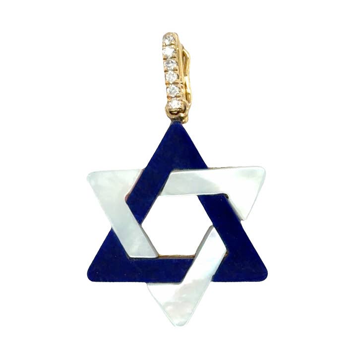 Multi ædelsten Davidsstjerne diamantvedhæng © for engroshandel hos Izakov Fine Jewelry