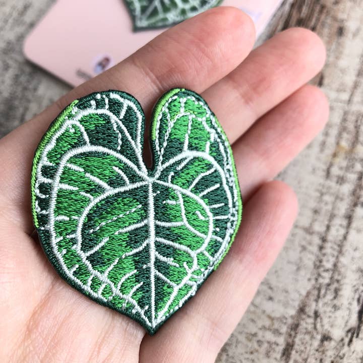 plantyintroverts - Wholesale Patch - Anthurium Clarinervium Leaf - Embroidered Patch Embroidery1