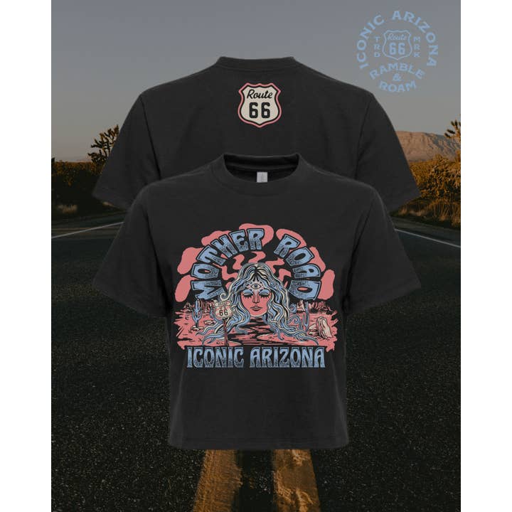 Mother Road Ladies Boxy Crop - Route 66 for wholesale by Iconic Arizona