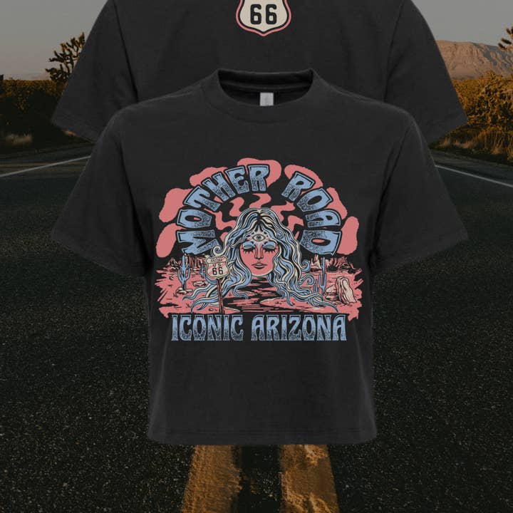 Mother Road Ladies Boxy Crop - Route 66 for wholesale by Iconic Arizona