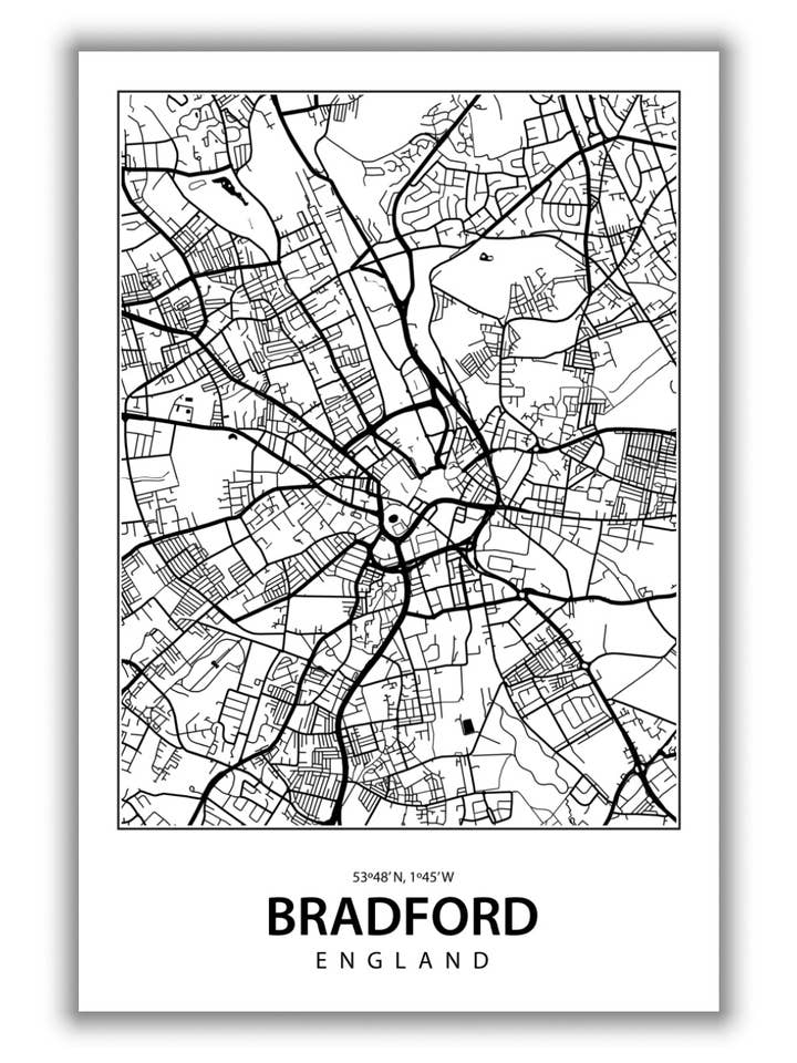 Map of Bradfod for wholesale by Stanley Print House