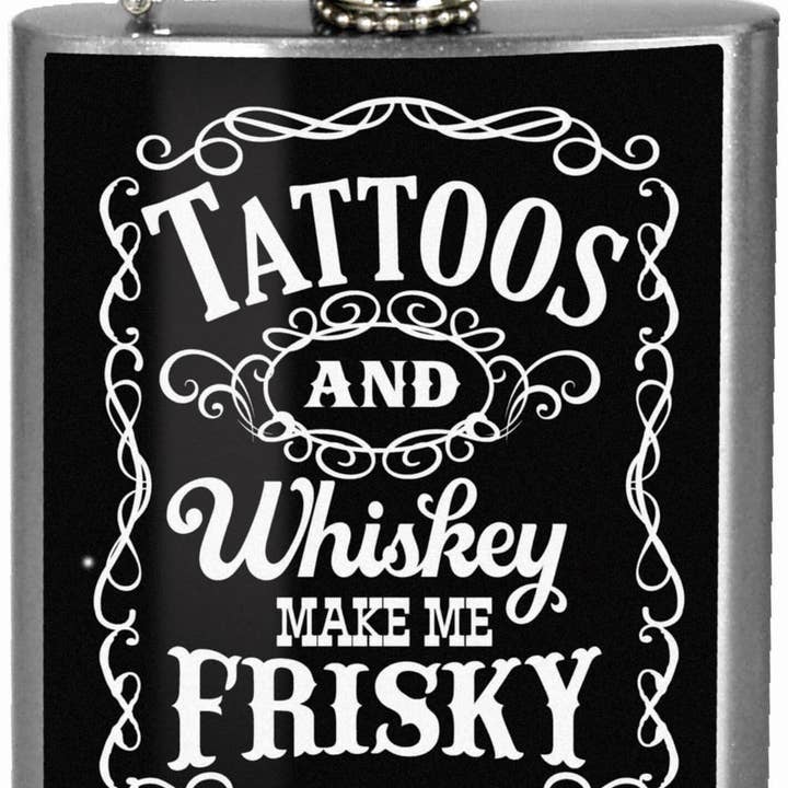 Tattoos and Whiskey Flask for wholesale by Spoontiques, Inc