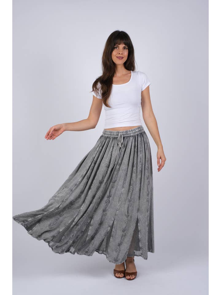 Sacred Threads – wholesale Kjol - Dam – Grå maxikjol med inslag av mesh