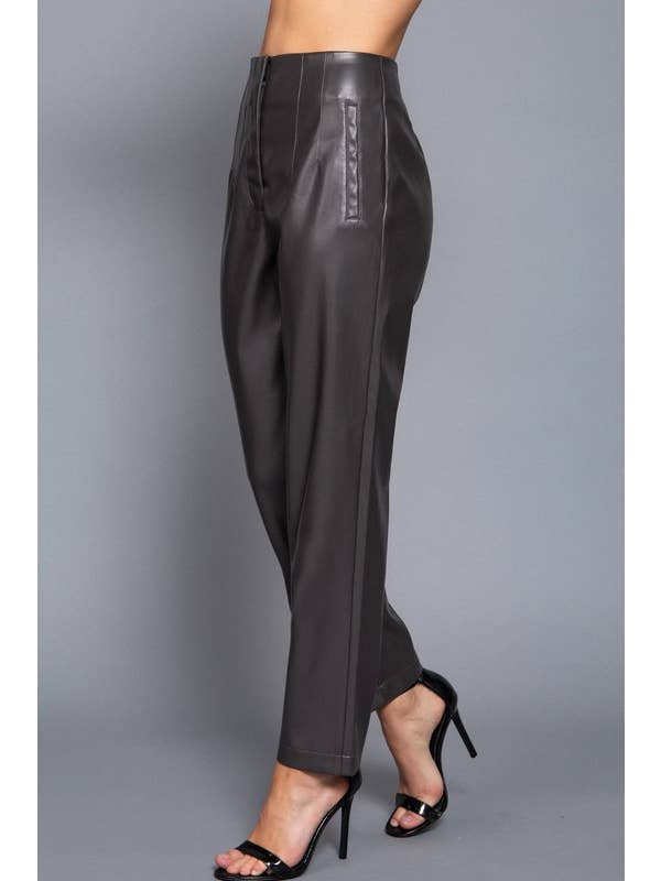 Lemon Tree - Wholesale Pants - Women's - HIGH WAIST SLIM FIT FAUX LEATHER LONG PANTS10
