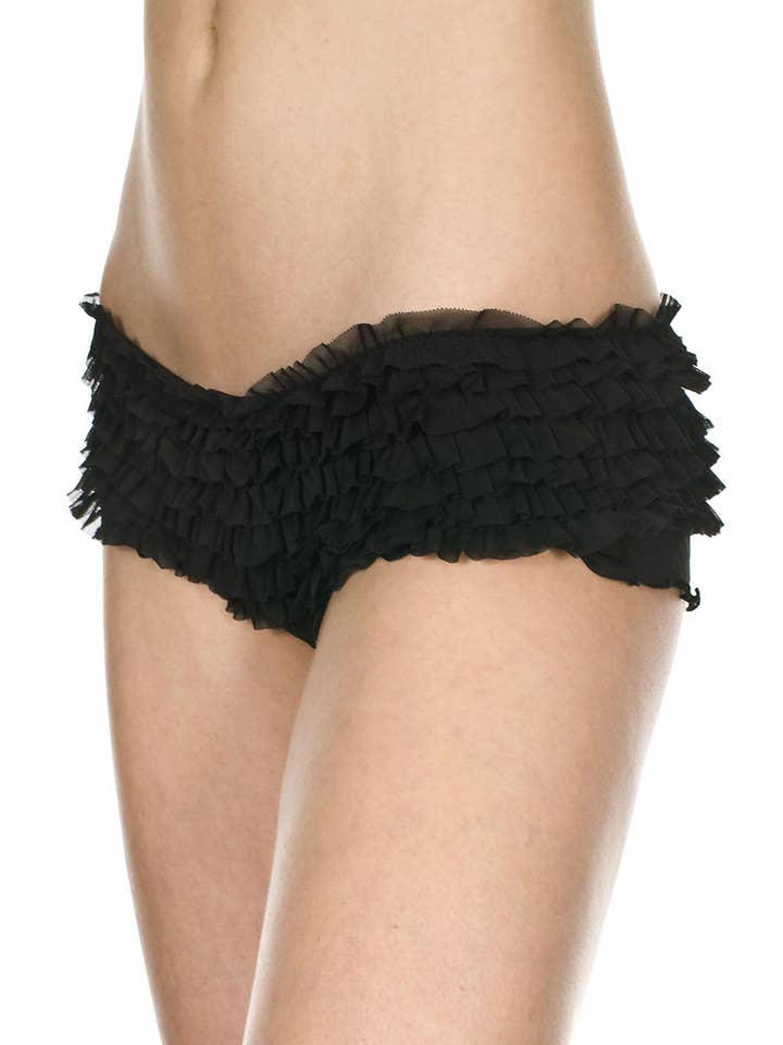 Lingerie Mart - Wholesale Underwear - Women's - Music Legs Chiffon Ruffle Trim Tanga Shorts ML112