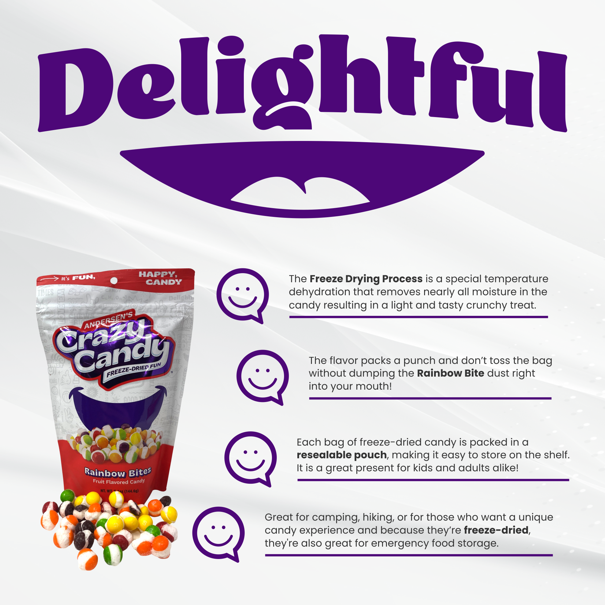 Smithco Distributing - Vente Bonbons durs - Bonbons lyophilisés Andersen's Crazy Candy12