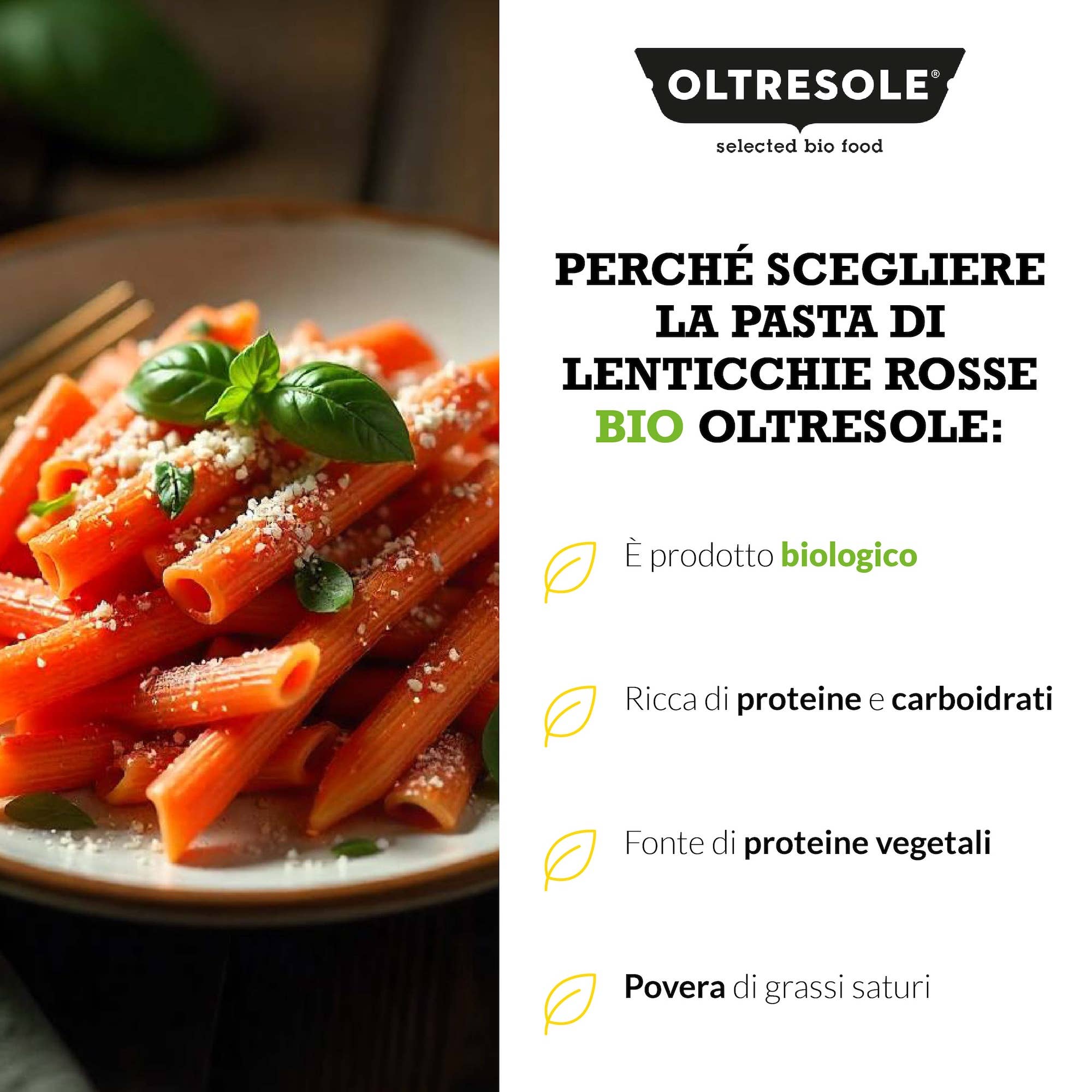 Oltresole – wholesale Pasta – EKOLOGISK RÖDA LINSER PASTA PENNE 4 kg4