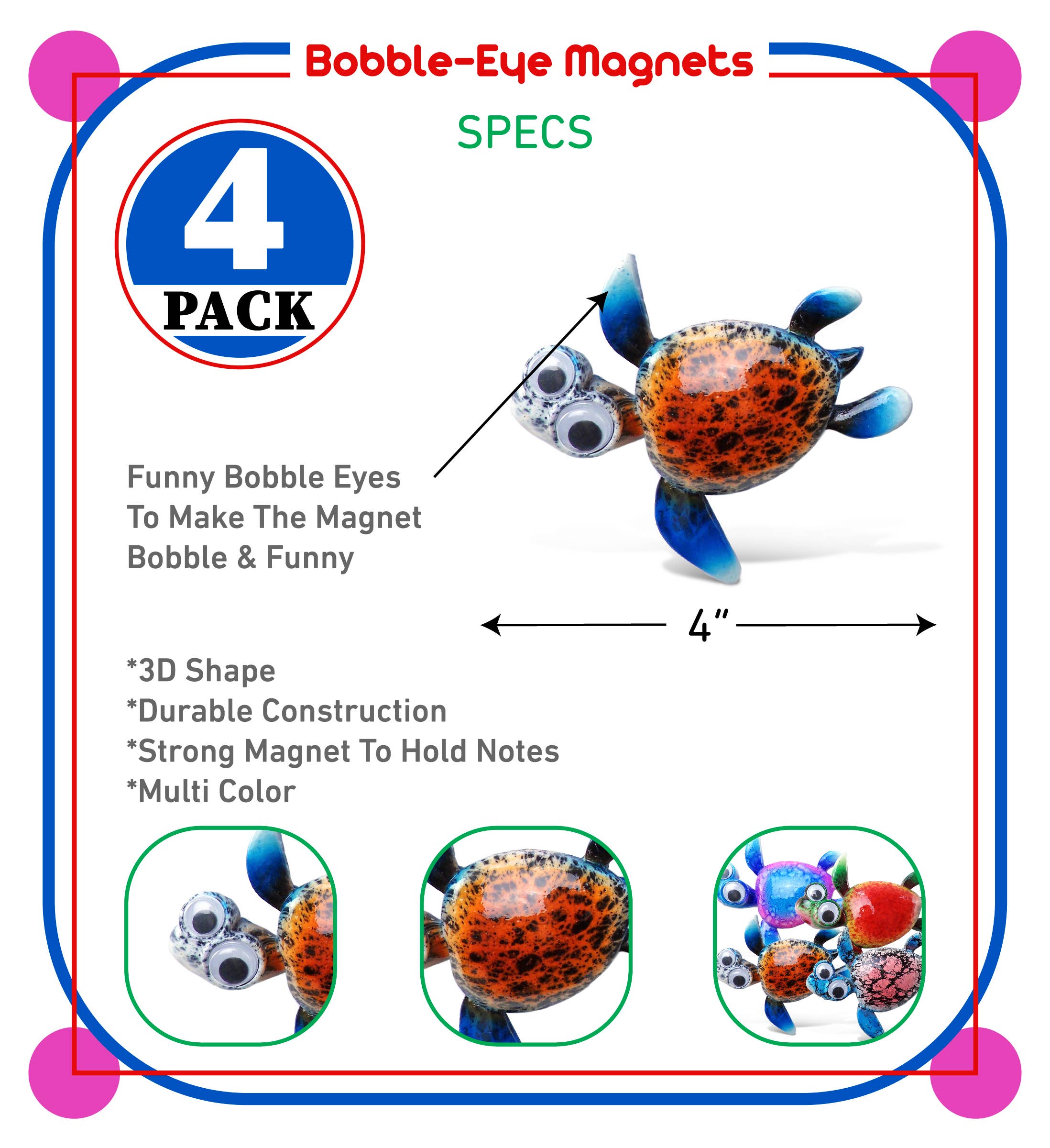 Cota Global - Venta al por mayor Imanes - Imán con Ojos Saltones - Tortuga Marina1