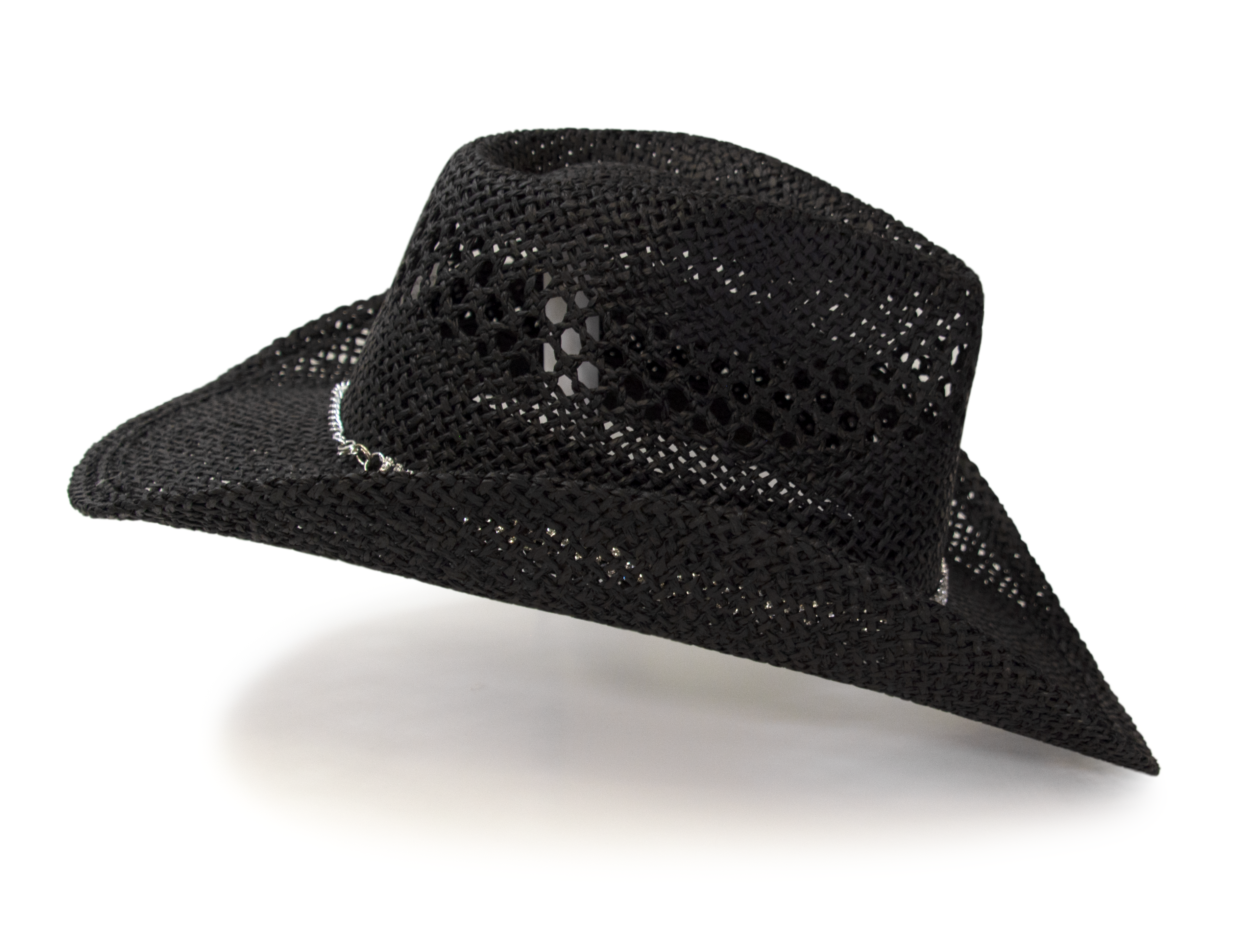 Western Express - Vendita all'ingrosso Cappello da cowboy - Donna - Cappello da Cowboy Nero Intrecciato con Fascia di Strass5