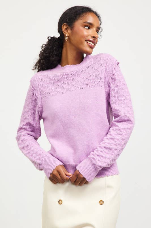 SKIES ARE BLUE - Vente Pull en maille – femme - Pull en maille ajourée à manches longues5