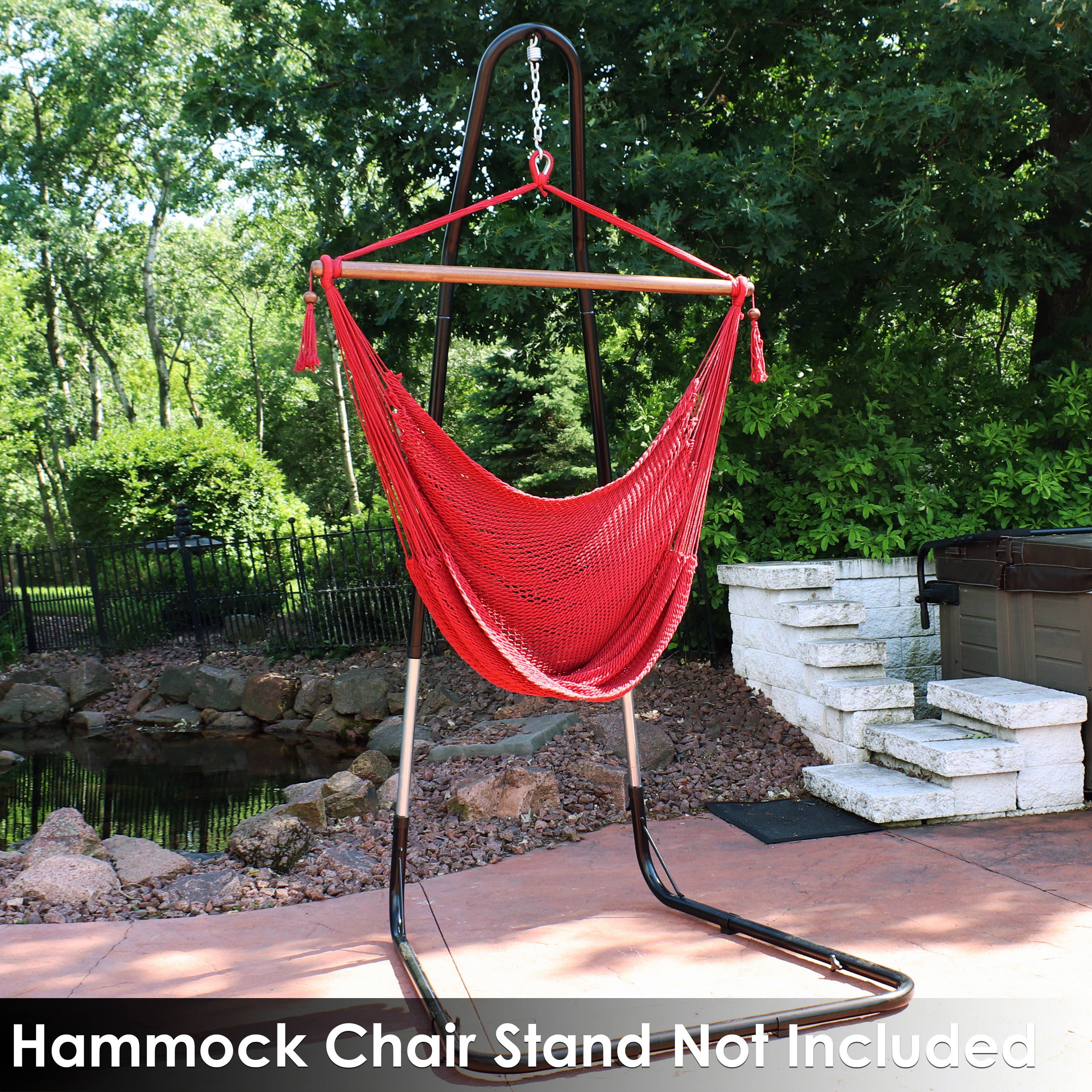 Sunnydaze Decor - Wholesale Hammock - Extra Large Rope Hammock Chair and Spreader Bar - Red8