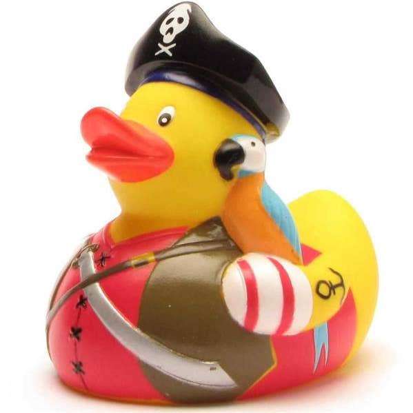 Gummiand kaptajn med papegøje for engroshandel hos Duckshop