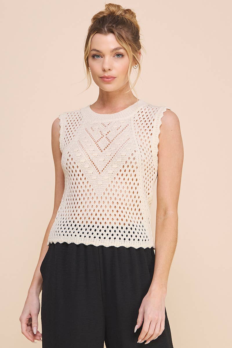 Allie Rose - Wholesale Knit Top - Women's - Sweater Tank with Scallop Edges5