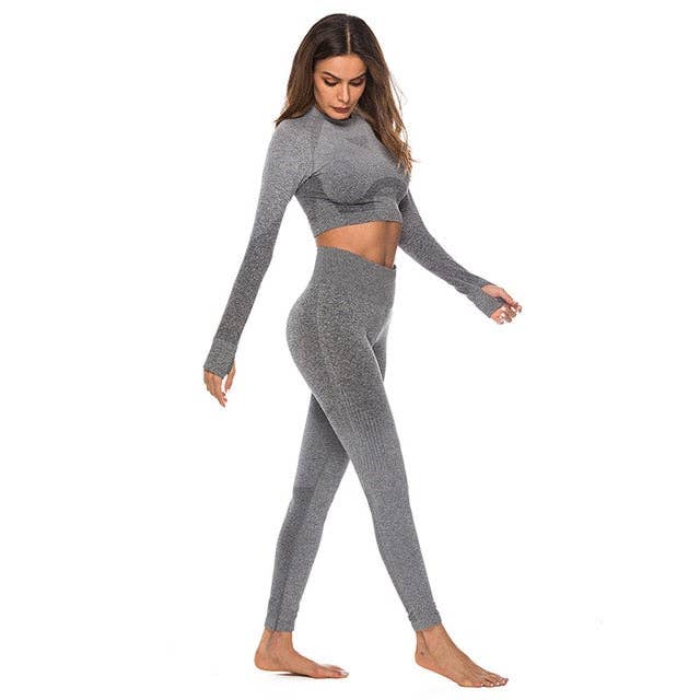 React Activewear - Wholesale Athletic/Lounge Leggings - Women's - React Seamless Ombre Legging - Grey