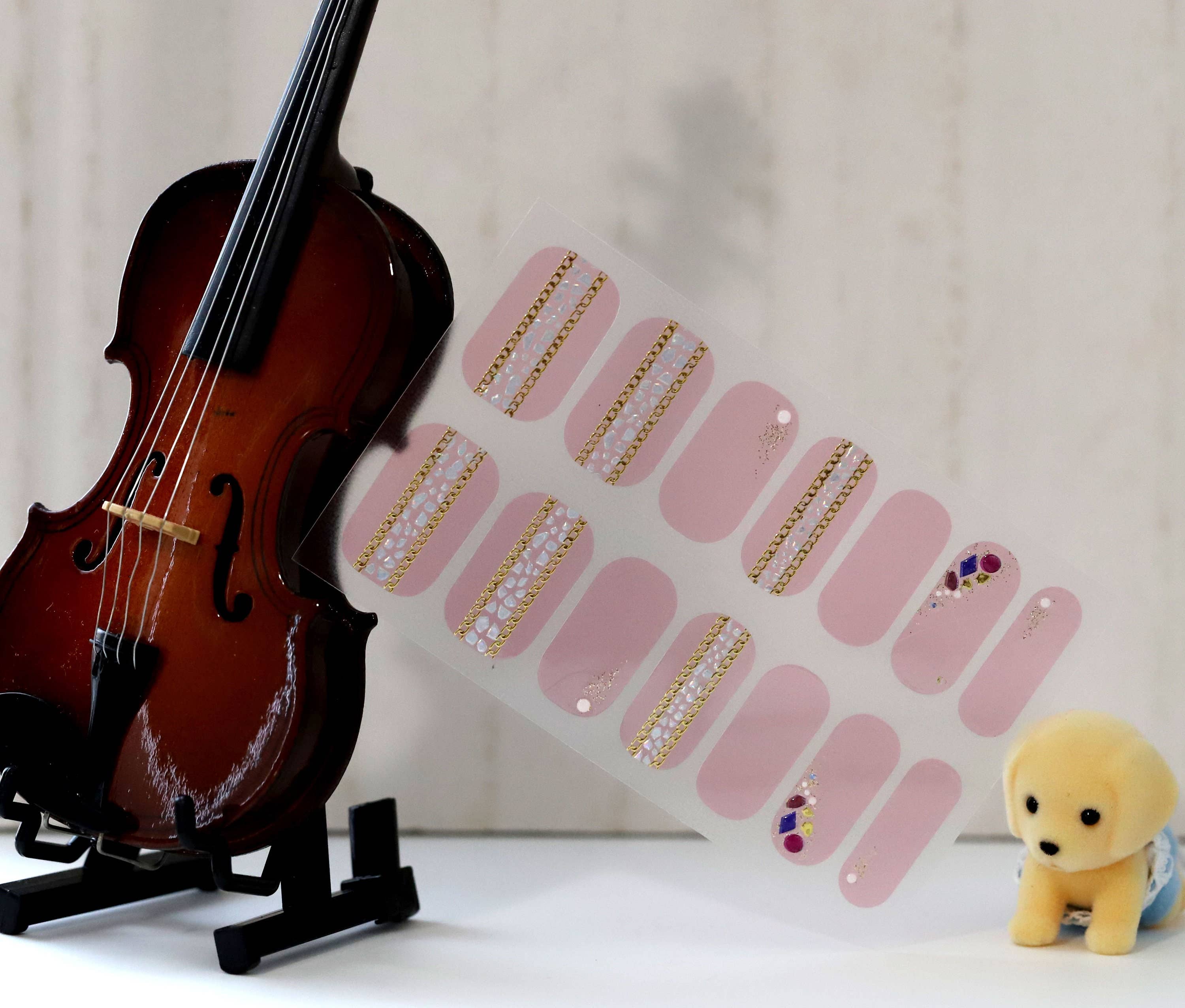 ClebleNails – wholesale Nail art/decal – Pink Pastel Nail Wraps / Neutral Transparent Nail Polish Strips / Silver Gold 3D Gem Stripe Nail Stickers / Spring Nail Wraps Free Shipping3