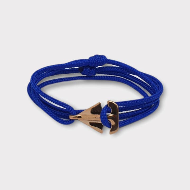 Break Time – Großhandel Gewebtes/geflochtenes Armband – SAILOR elektrisches blaues Mini-Boot-Armband (2 cm) (SMN005)