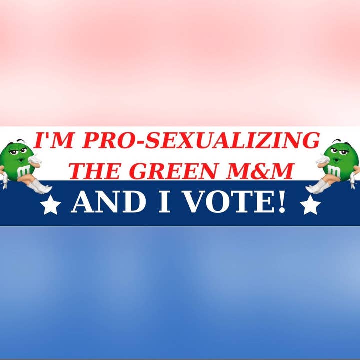 Frog Mustard Stickers - Wholesale Sticker - I'm pro-sexualizing the green m&m and I vote!