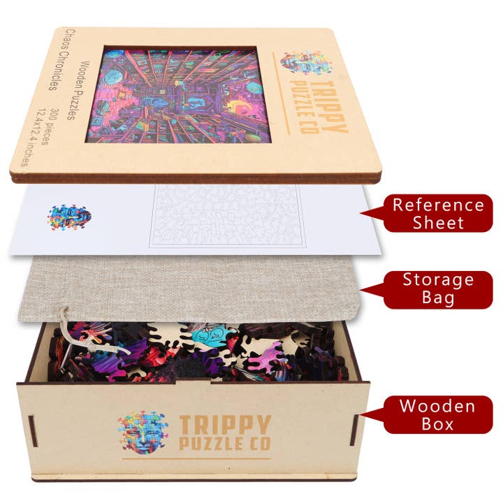 Trippy Puzzle Co - Wholesale Puzzle - Adult - Chaos Chronicles Wooden Jigsaw Puzzle 300PC