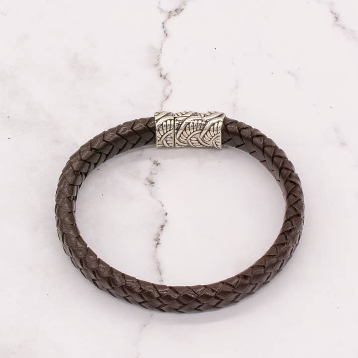 Arbor Trading Post - Wholesale Woven/Braided Bracelet - Leather Braided Bracelet with Magnetic Clasp (Choose from 3 Colors)10