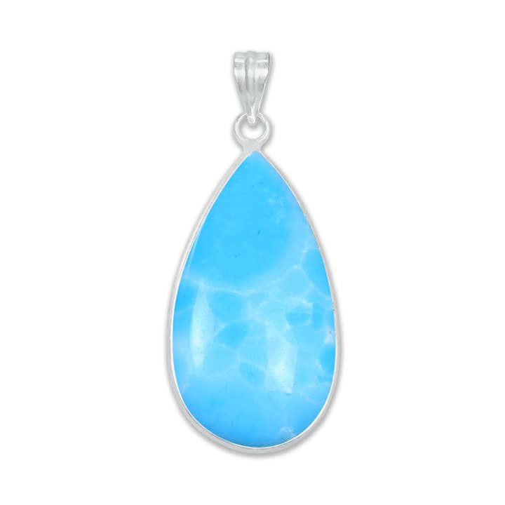 Handmade Jewels - Wholesale Individual Charm/Pendant - Larimar (Created) Minimalist Pendants - Handmade, Silver-Plated Brass, Wholesale Fashion Jewelry5
