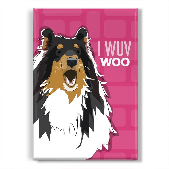 Pop Doggie - Wholesale Magnet - Collie Dog Magnet - I Wuv Woo
